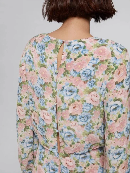 & Other Stories Printed Side Slit Maxi Dress in Pastel Floral - Picture 3 of 5